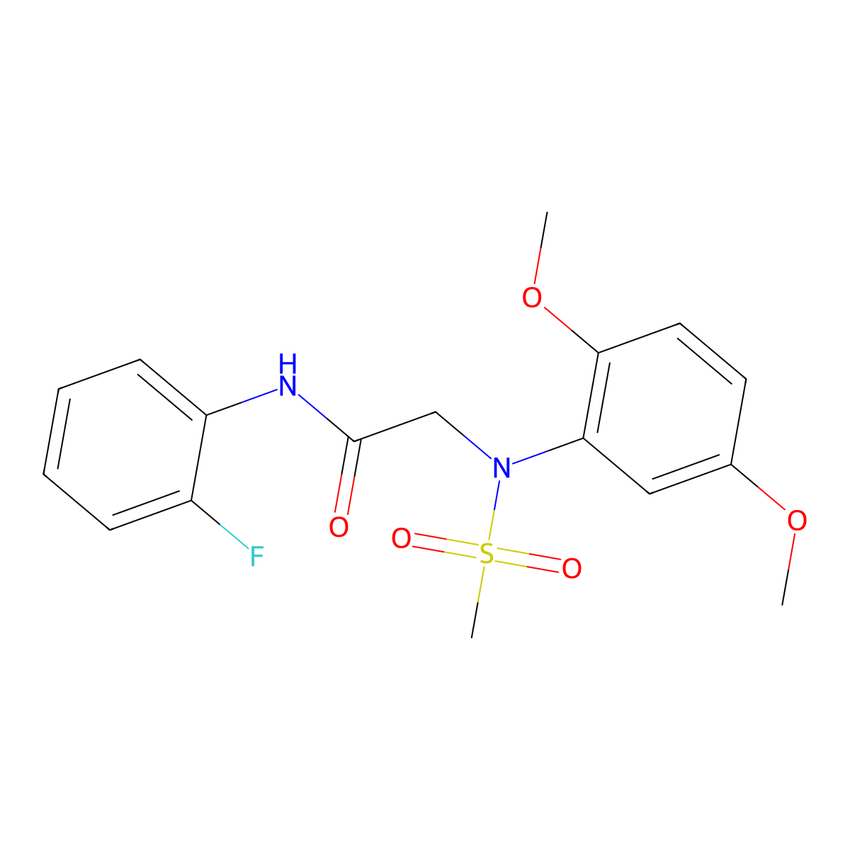2-(2,5-dimethoxy-N-methylsulfonylanilino)-N-(2-fluorophenyl)acetamide molecular structure, CAS 428451-39-2