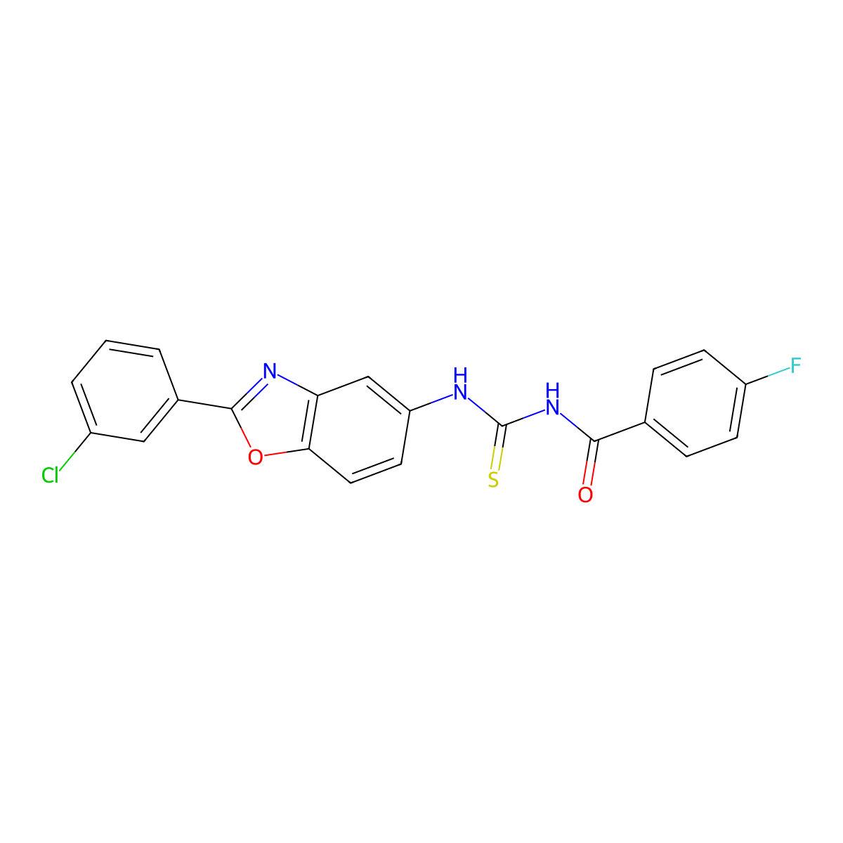 N-[[2-(3-chlorophenyl)-1,3-benzoxazol-5-yl]carbamothioyl]-4-fluorobenzamide molecular structure, CAS 428451-54-1