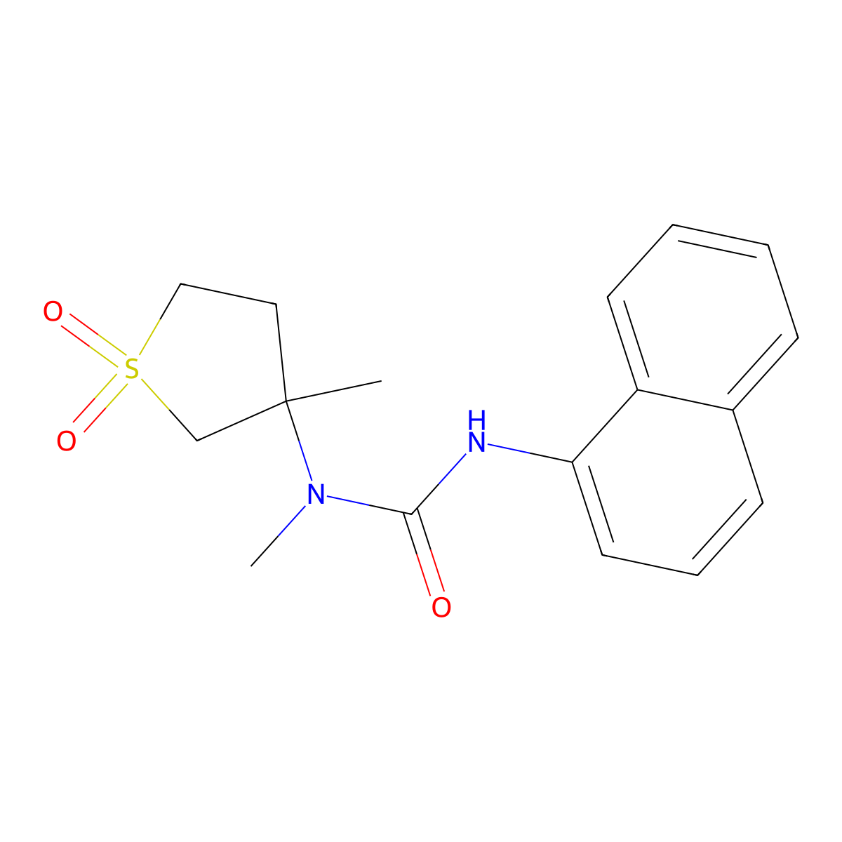 1-Methyl-1-(3-methyl-1,1-dioxidotetrahydrothiophen-3-yl)-3-naphthalen-1-ylurea molecular structure, CAS 428451-60-9