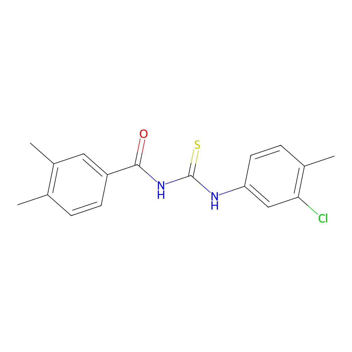 N-[(3-chloro-4-methylphenyl)carbamothioyl]-3,4-dimethylbenzamide molecular structure, CAS 428451-74-5