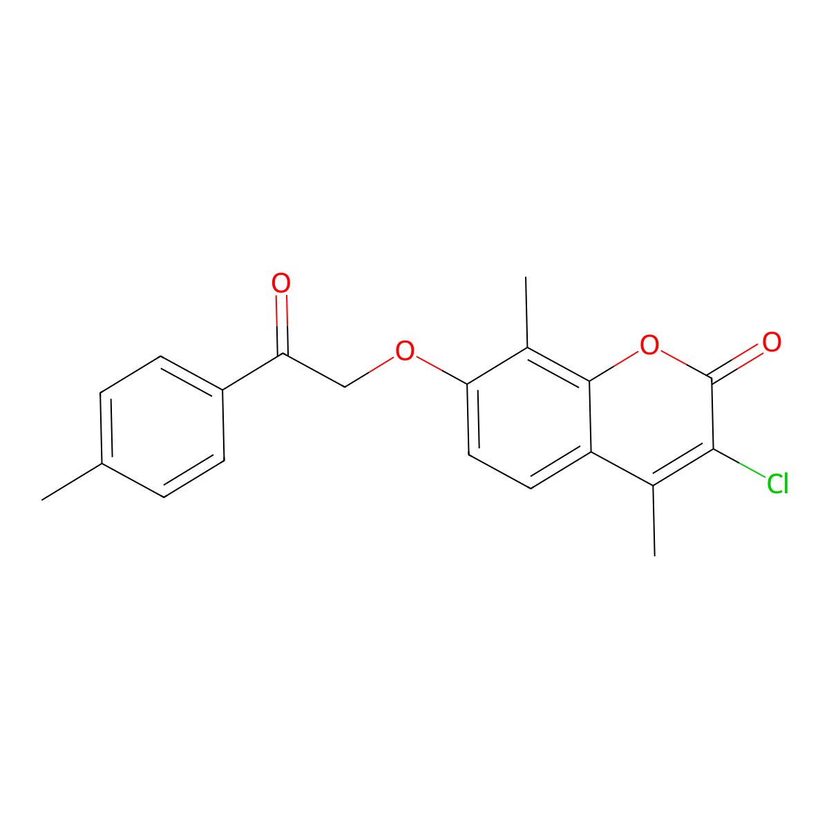 3-Chloro-4,8-dimethyl-7-[2-(4-methylphenyl)-2-oxoethoxy]chromen-2-one molecular structure, CAS 428451-76-7