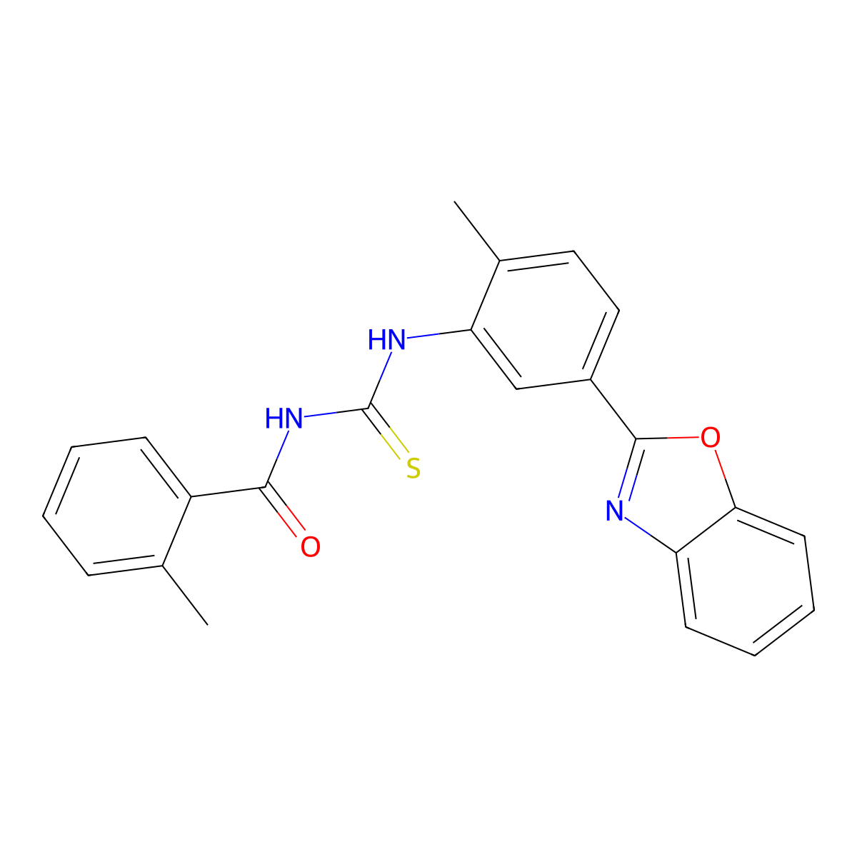 N-[5-(1,3-benzoxazol-2-yl)-2-methylphenyl]-N'-(2-methylbenzoyl)thiourea molecular structure, CAS 428451-83-6