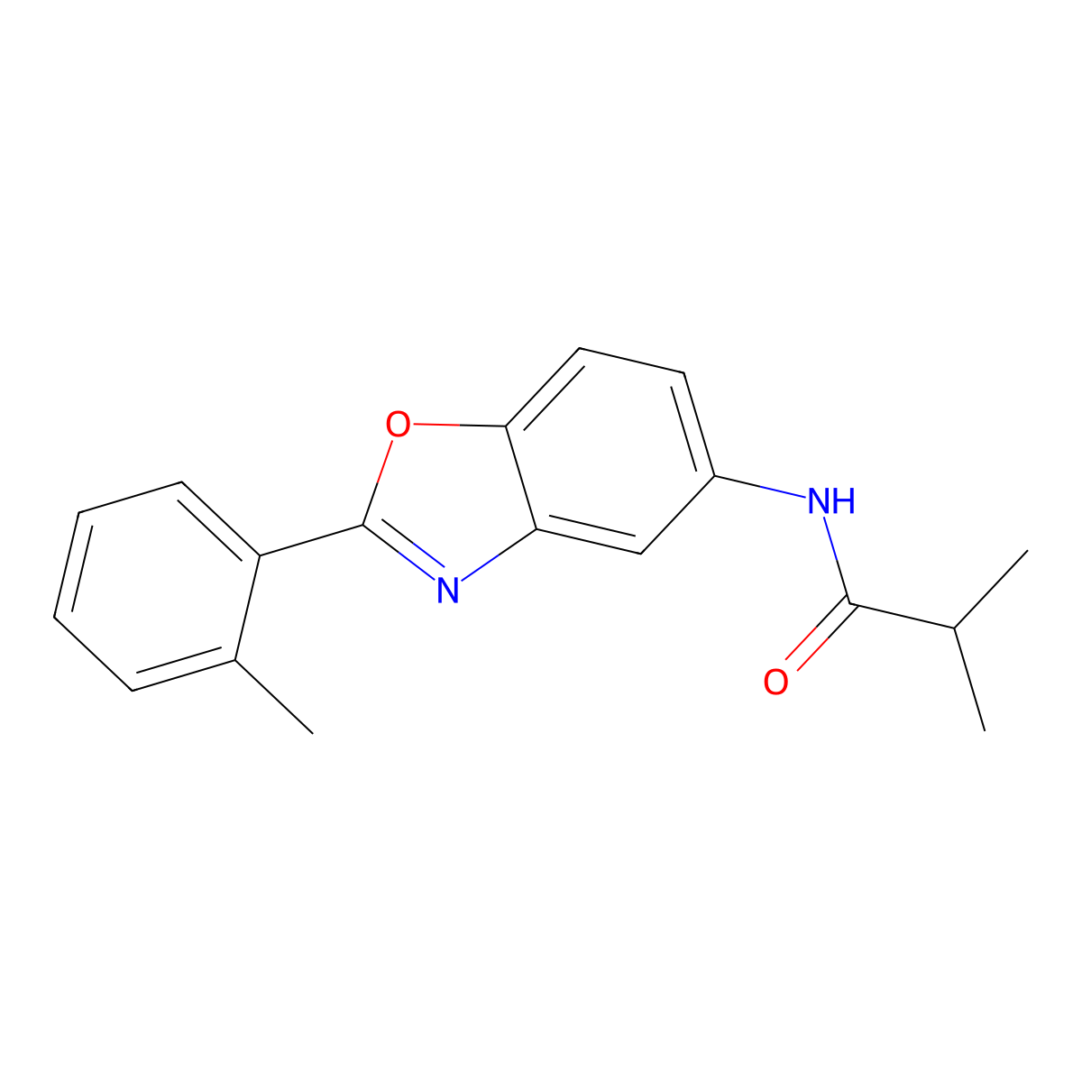 2-methyl-N-[2-(2-methylphenyl)-1,3-benzoxazol-5-yl]propanamide molecular structure, CAS 428451-91-6