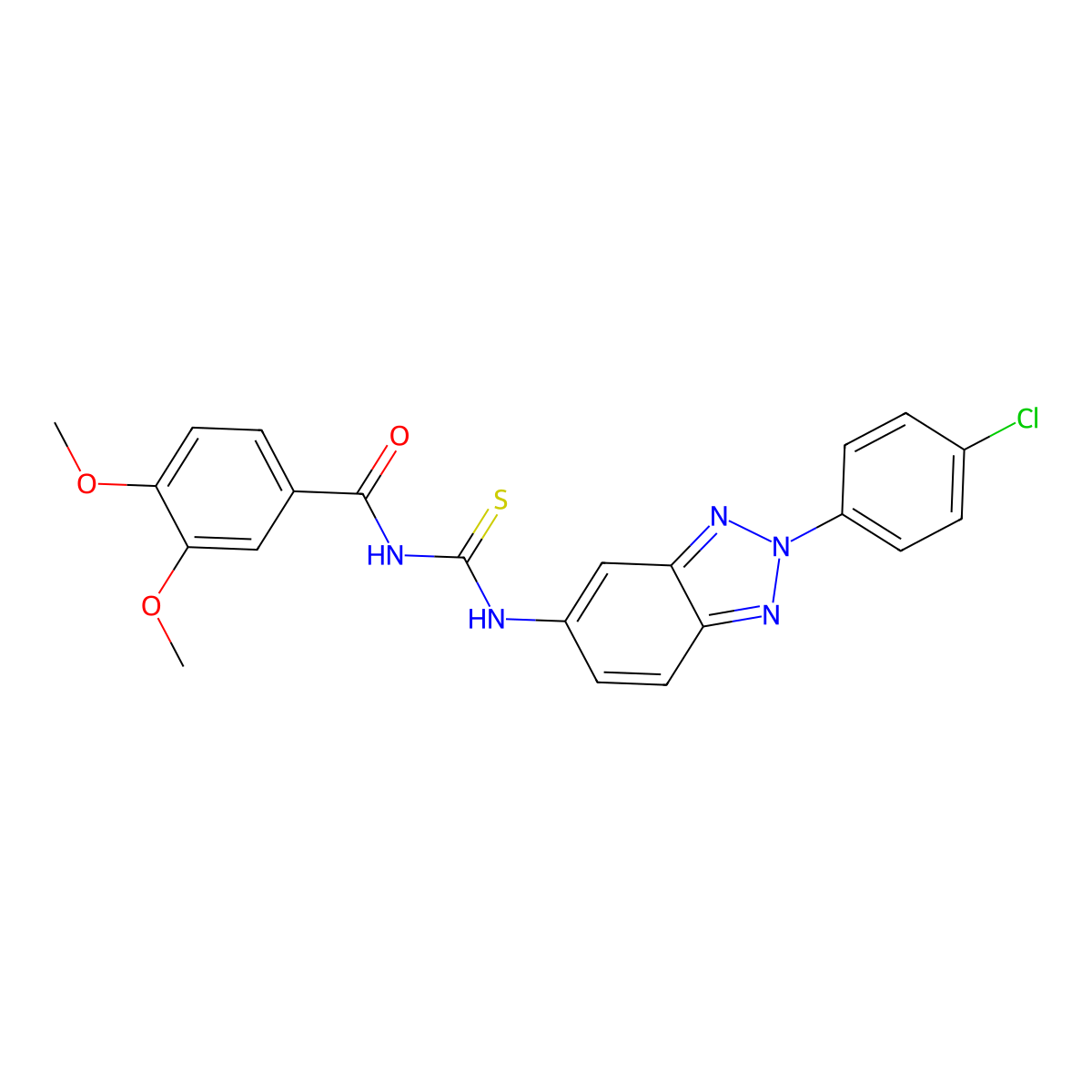 N-[[2-(4-chlorophenyl)benzotriazol-5-yl]carbamothioyl]-3,4-dimethoxybenzamide molecular structure, CAS 428452-06-6