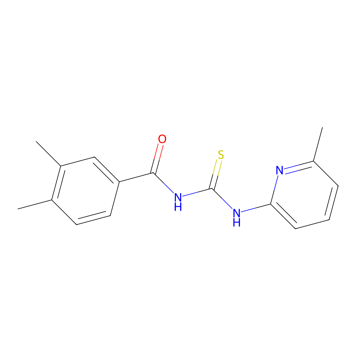3,4-dimethyl-N-[(6-methylpyridin-2-yl)carbamothioyl]benzamide molecular structure, CAS 428452-08-8