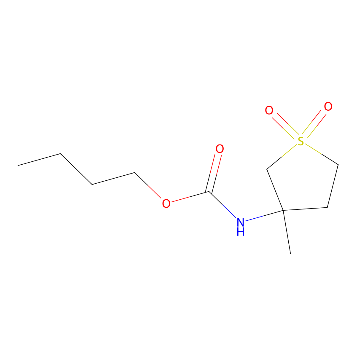 Butyl (3-methyl-1,1-dioxidotetrahydro-3-thienyl)carbamate molecular structure, CAS 428452-14-6