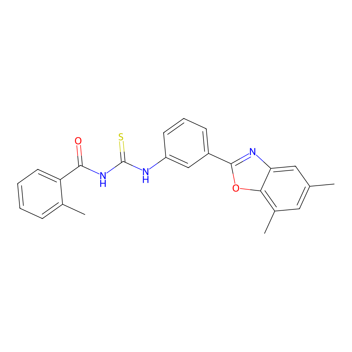 N-[[3-(5,7-dimethyl-1,3-benzoxazol-2-yl)phenyl]carbamothioyl]-2-methylbenzamide molecular structure, CAS 428452-16-8