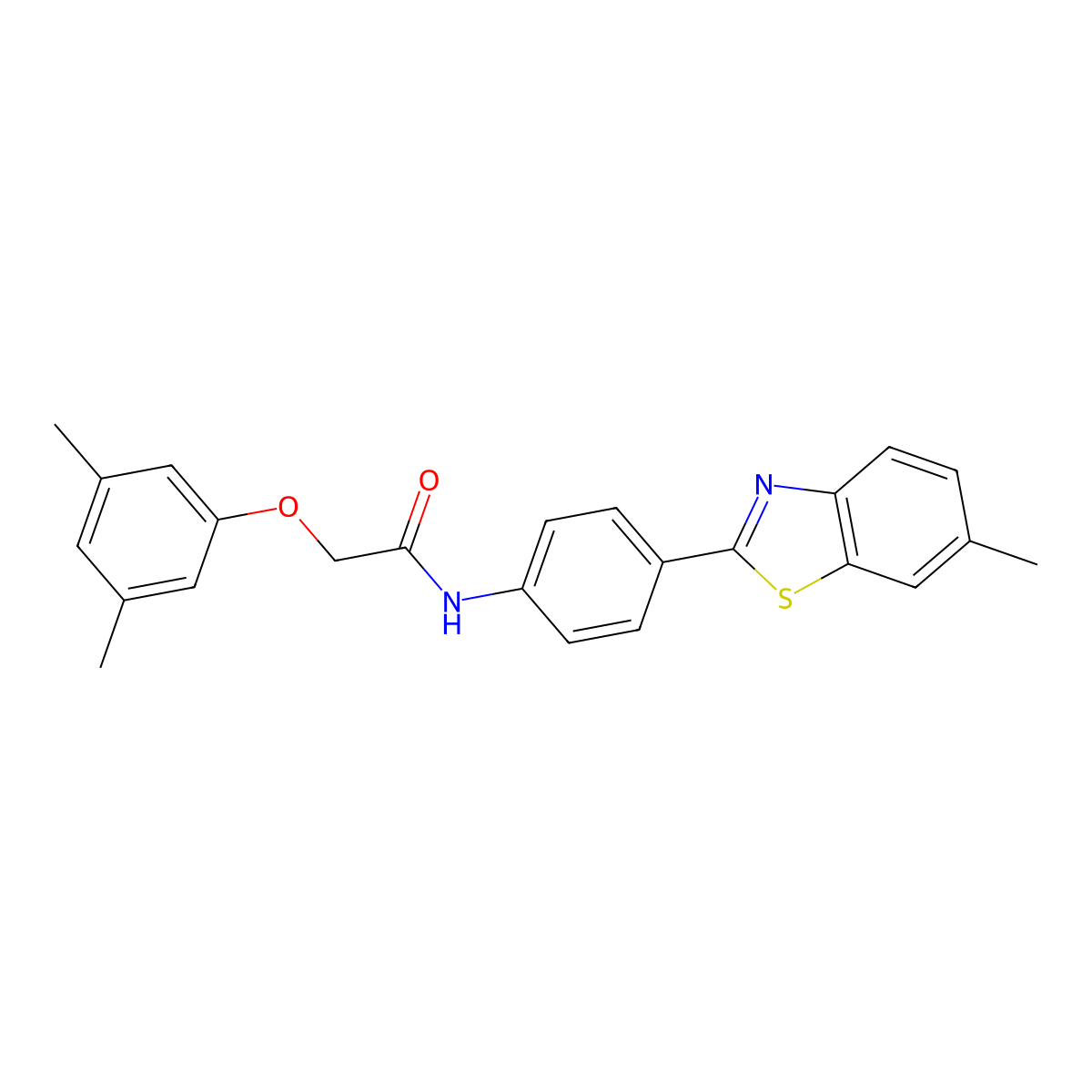 2-(3,5-dimethylphenoxy)-N-[4-(6-methyl-1,3-benzothiazol-2-yl)phenyl]acetamide molecular structure, CAS 428452-17-9