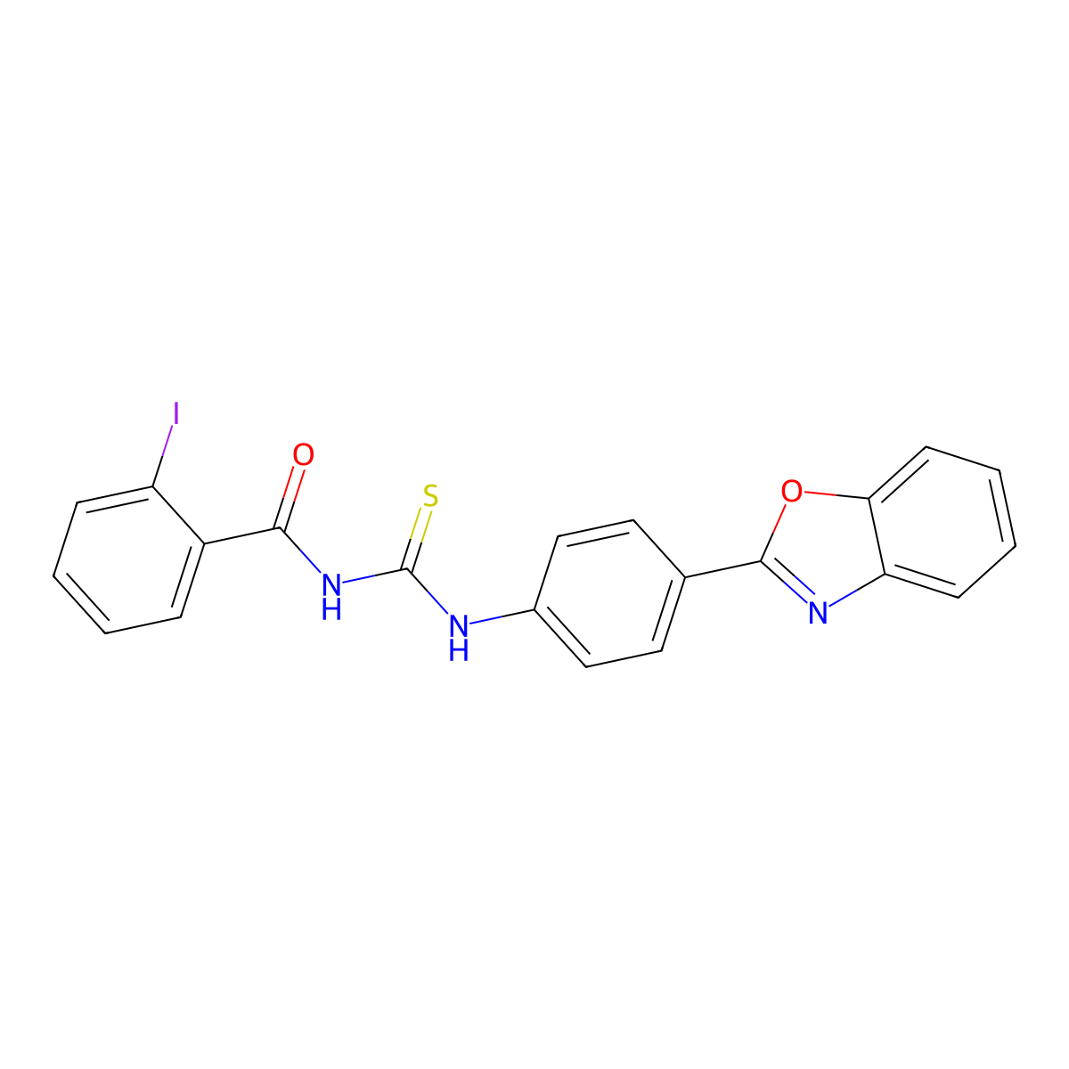 N-[[4-(1,3-benzoxazol-2-yl)phenyl]carbamothioyl]-2-iodobenzamide molecular structure, CAS 428452-19-1