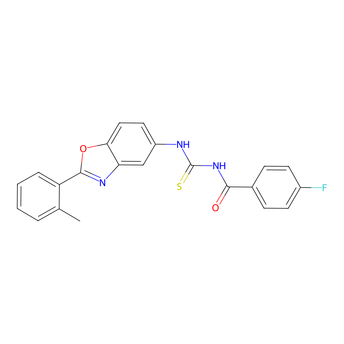 4-fluoro-N-[[2-(2-methylphenyl)-1,3-benzoxazol-5-yl]carbamothioyl]benzamide molecular structure, CAS 428452-23-7