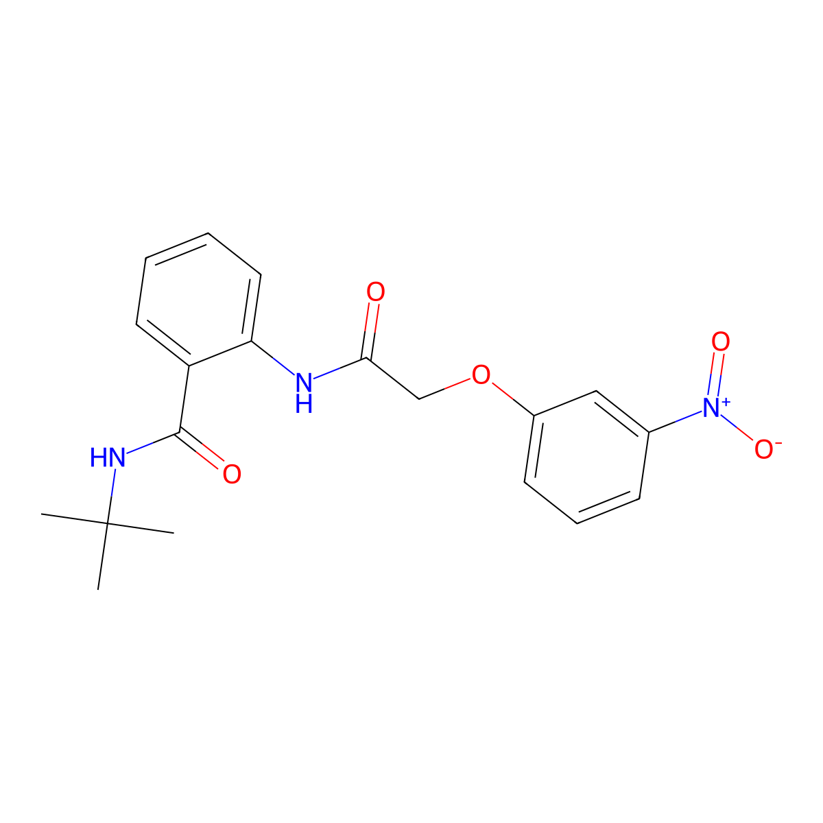 N-tert-butyl-2-{[(3-nitrophenoxy)acetyl]amino}benzamide molecular structure, CAS 428452-33-9
