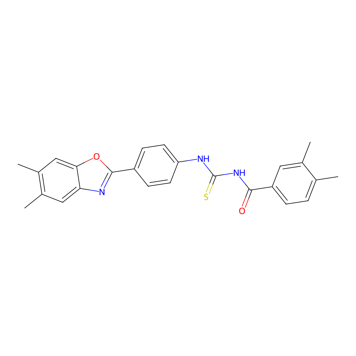 N-[[4-(5,6-dimethyl-1,3-benzoxazol-2-yl)phenyl]carbamothioyl]-3,4-dimethylbenzamide molecular structure, CAS 428452-39-5