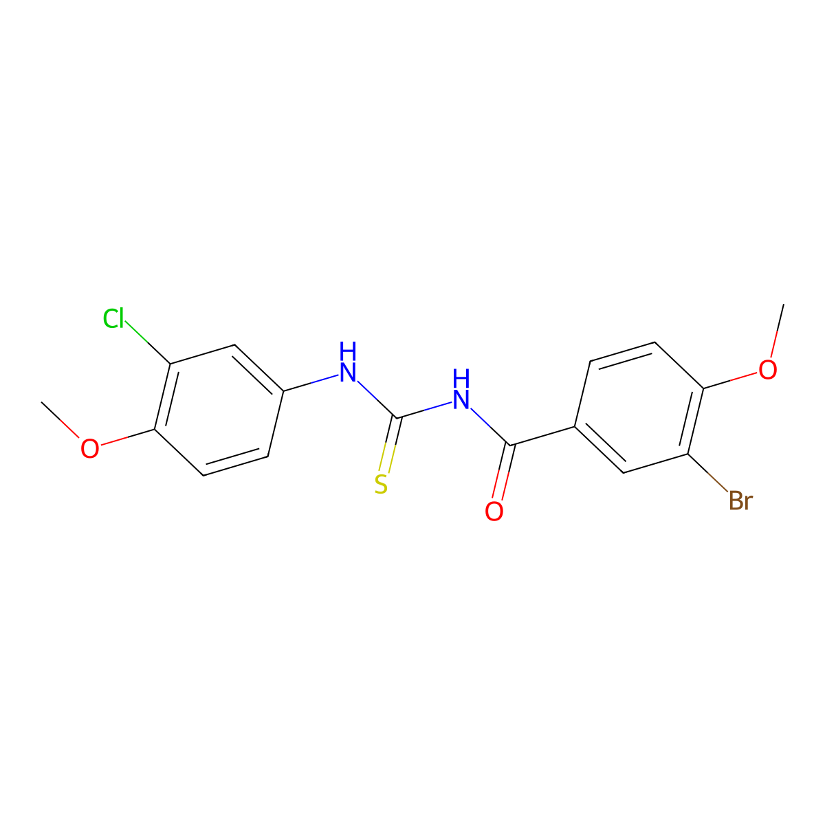 3-bromo-N-[(3-chloro-4-methoxyphenyl)carbamothioyl]-4-methoxybenzamide molecular structure, CAS 428452-42-0