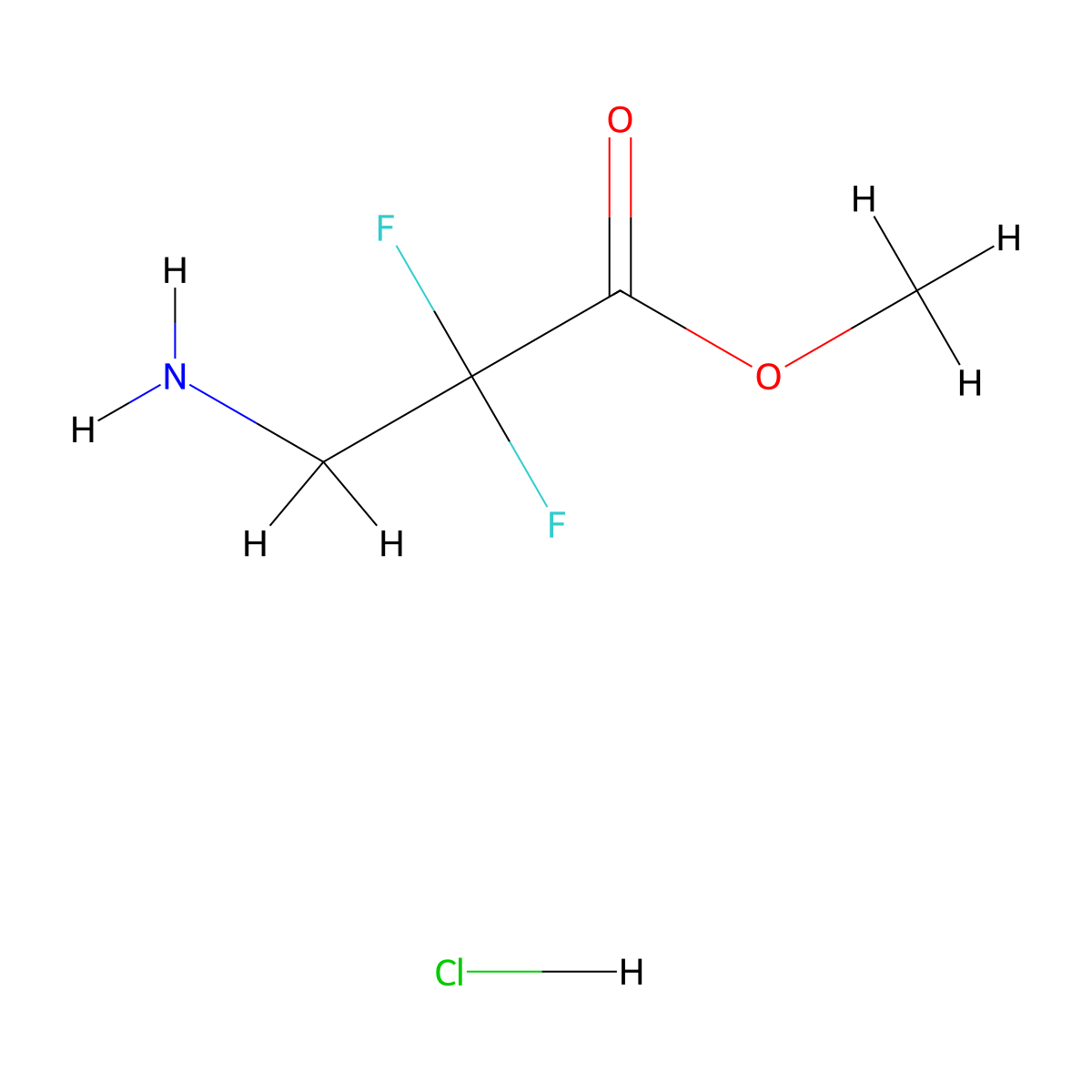 Methyl 3-amino-2,2-difluoropropanoate hydrochloride molecular structure, CAS 428452-50-0