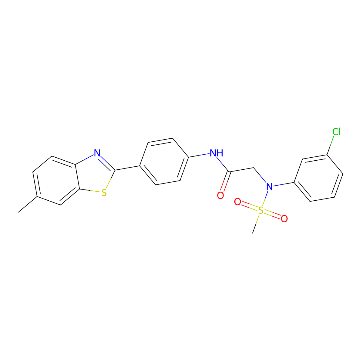 2-(3-chloro-N-methylsulfonylanilino)-N-[4-(6-methyl-1,3-benzothiazol-2-yl)phenyl]acetamide molecular structure, CAS 428455-26-9