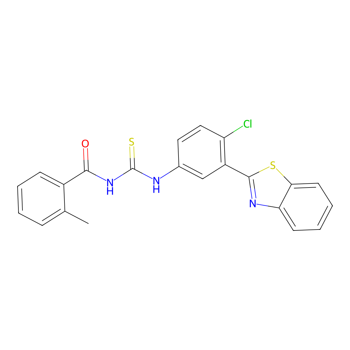 N-[[3-(1,3-benzothiazol-2-yl)-4-chlorophenyl]carbamothioyl]-2-methylbenzamide molecular structure, CAS 428455-41-8