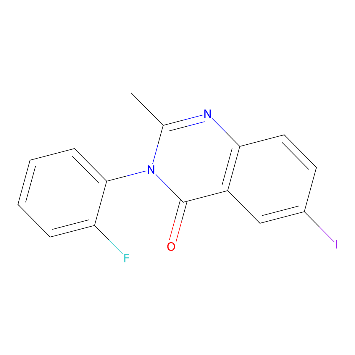 3-(2-Fluorophenyl)-6-iodo-2-methylquinazolin-4-one molecular structure, CAS 428455-43-0