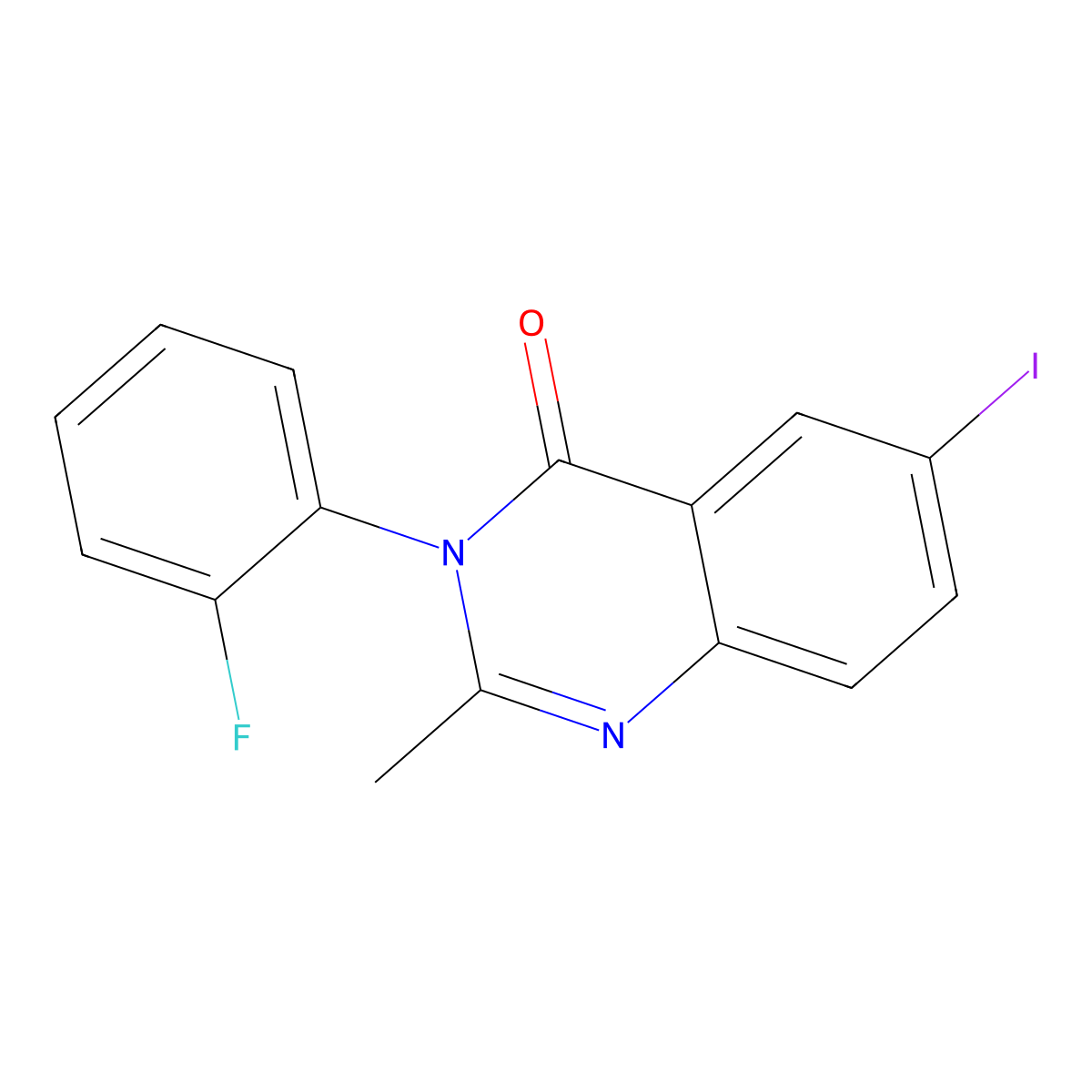 3-(2-Fluorophenyl)-6-iodo-2-methylquinazolin-4-one molecular structure, CAS 428455-43-0
