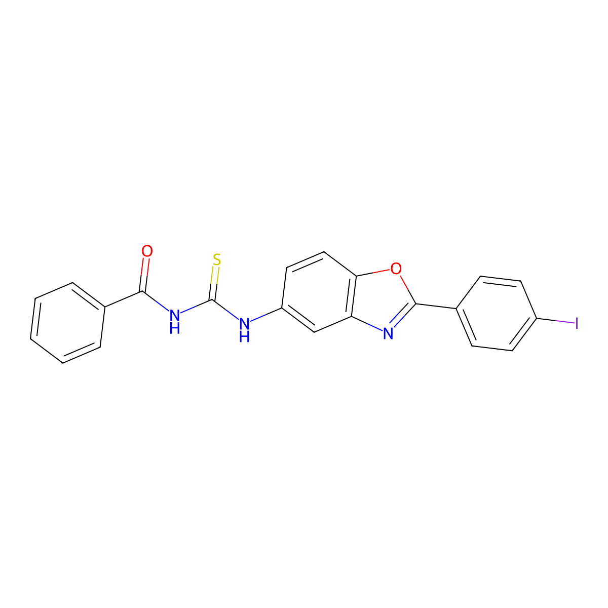 N-[[2-(4-iodophenyl)-1,3-benzoxazol-5-yl]carbamothioyl]benzamide molecular structure, CAS 428455-61-2