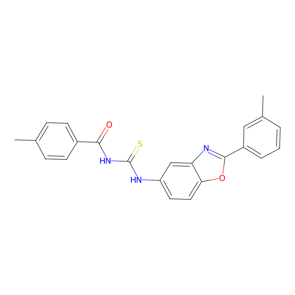 4-methyl-N-[[2-(3-methylphenyl)-1,3-benzoxazol-5-yl]carbamothioyl]benzamide molecular structure, CAS 428455-71-4