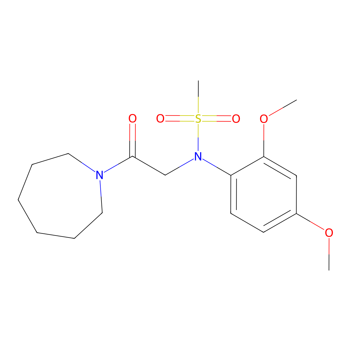N-[2-(azepan-1-yl)-2-oxoethyl]-N-(2,4-dimethoxyphenyl)methanesulfonamide molecular structure, CAS 428455-79-2