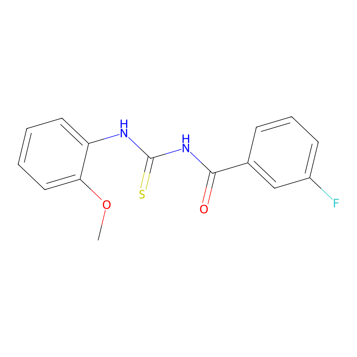 3-fluoro-N-[(2-methoxyphenyl)carbamothioyl]benzamide molecular structure, CAS 428455-86-1