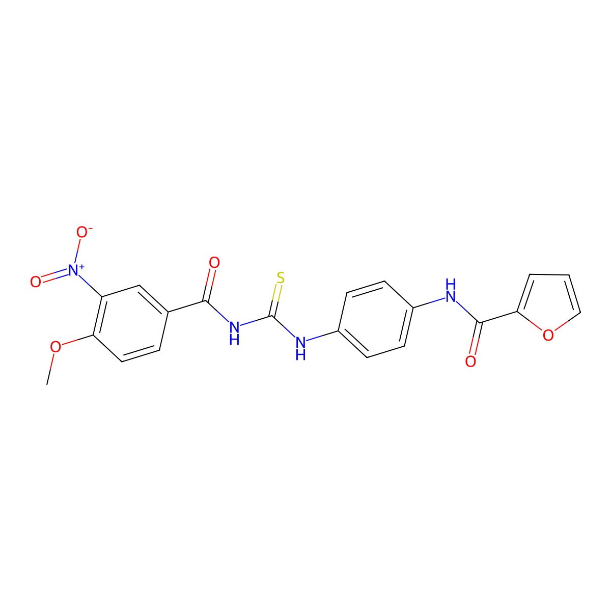 N-[4-[(4-methoxy-3-nitrobenzoyl)carbamothioylamino]phenyl]furan-2-carboxamide molecular structure, CAS 428455-88-3
