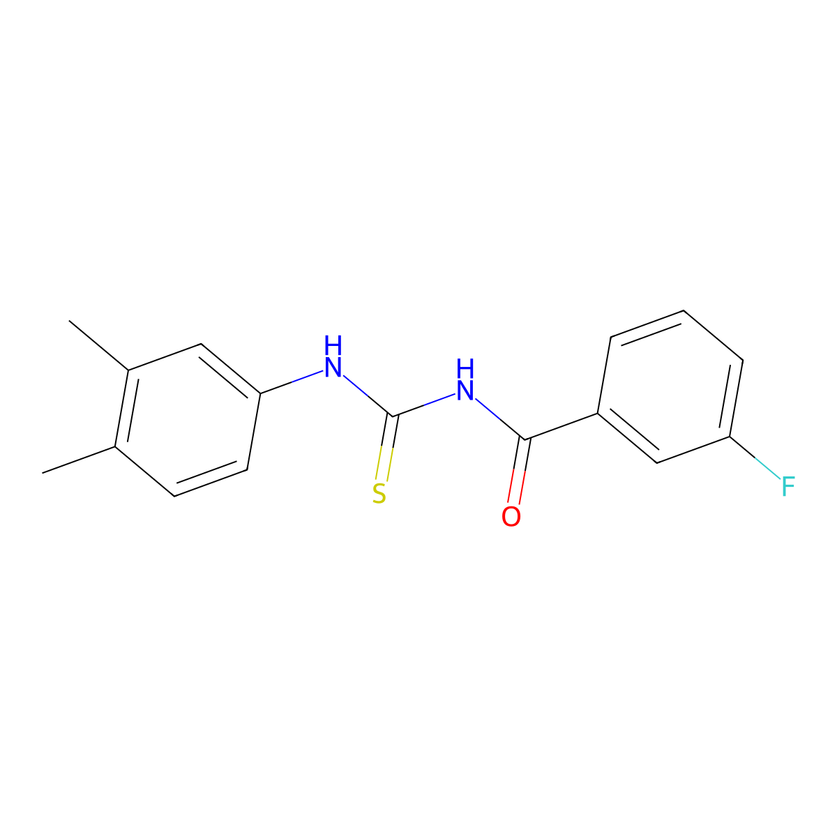 N-[(3,4-dimethylphenyl)carbamothioyl]-3-fluorobenzamide molecular structure, CAS 428455-98-5