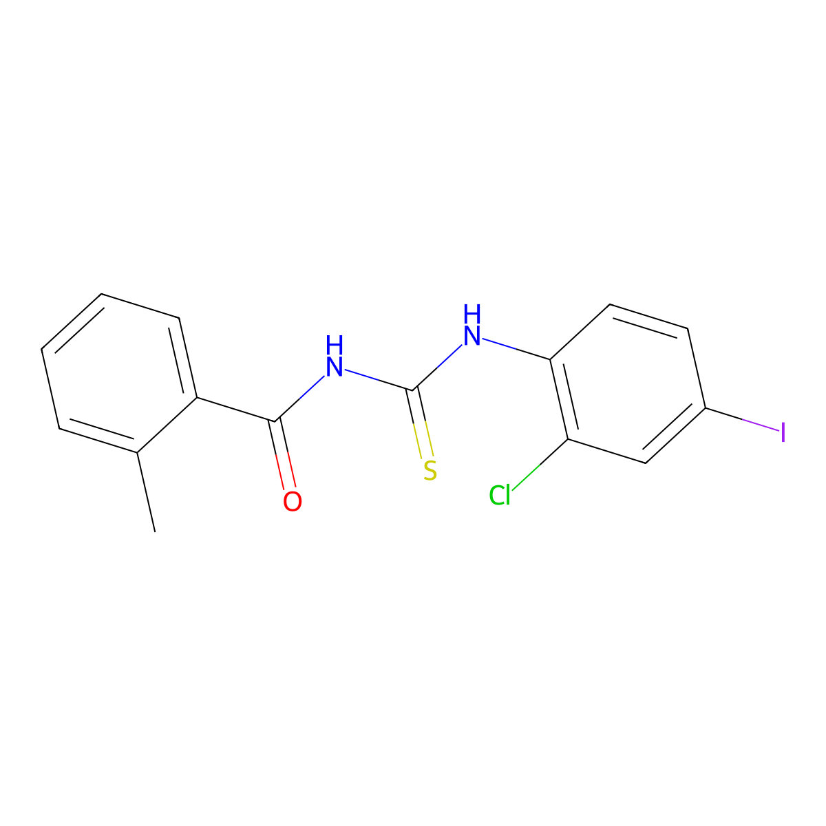 N-[(2-chloro-4-iodophenyl)carbamothioyl]-2-methylbenzamide molecular structure, CAS 428456-04-6