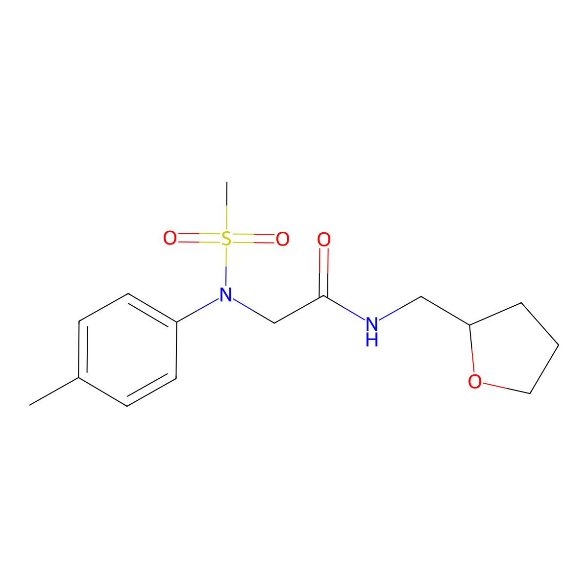 2-(4-methyl-N-methylsulfonylanilino)-N-(oxolan-2-ylmethyl)acetamide molecular structure, CAS 428456-07-9