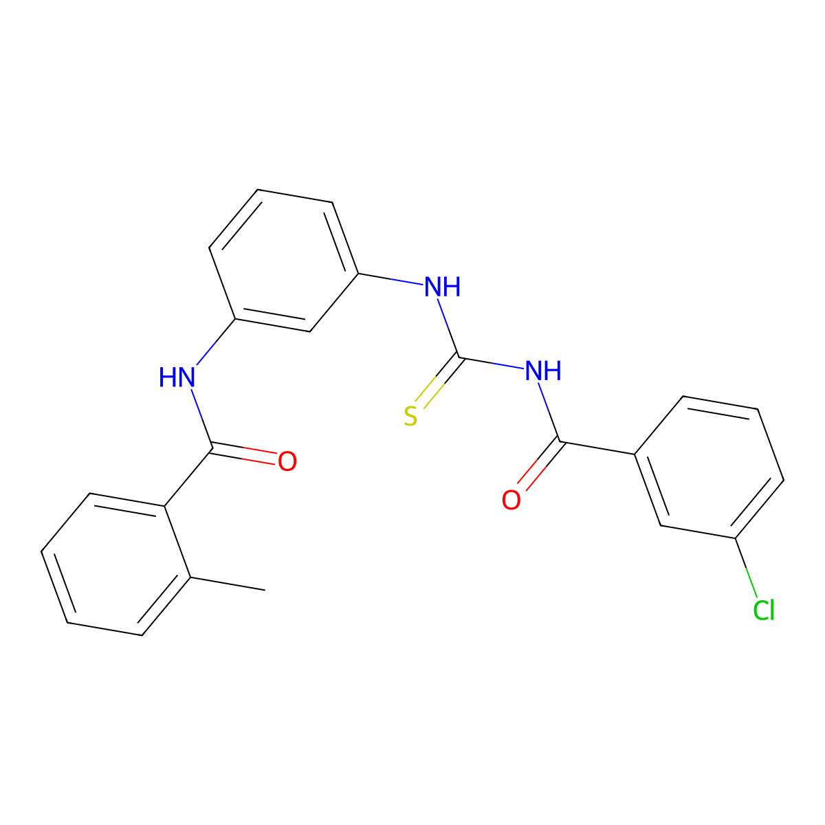 N-[3-[(3-chlorobenzoyl)carbamothioylamino]phenyl]-2-methylbenzamide molecular structure, CAS 428456-09-1