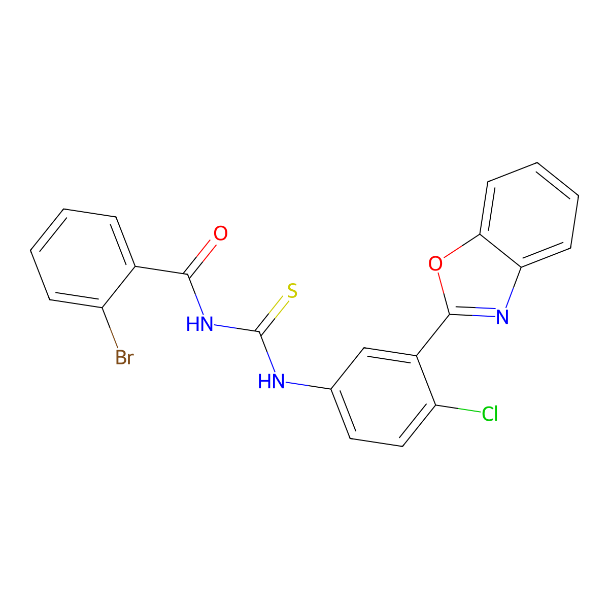 N-[[3-(1,3-benzoxazol-2-yl)-4-chlorophenyl]carbamothioyl]-2-bromobenzamide molecular structure, CAS 428456-13-7