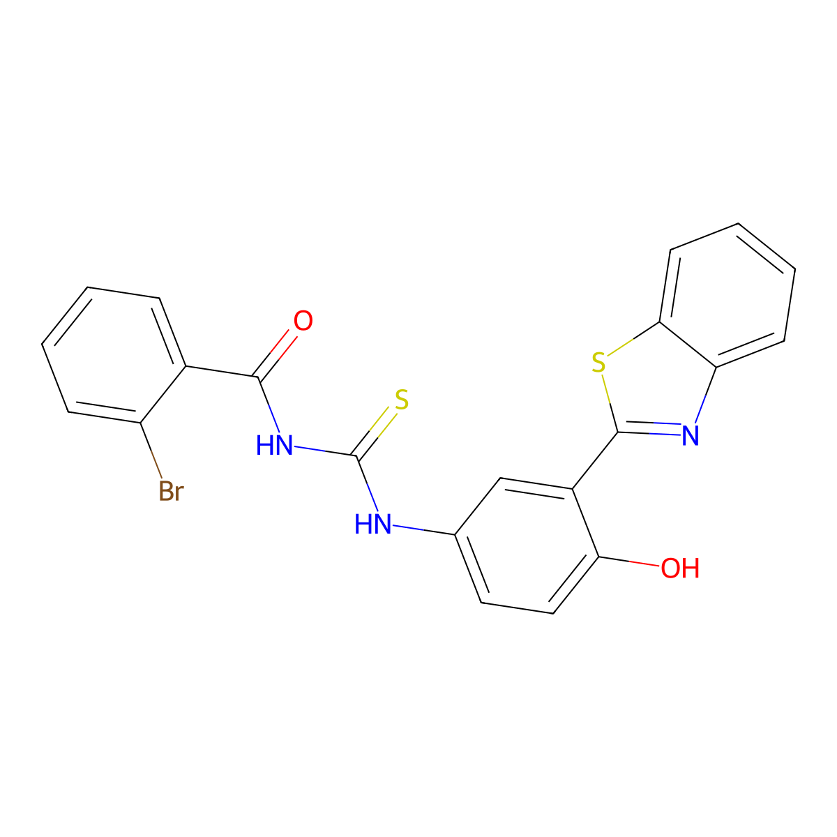 N-{[3-(1,3-benzothiazol-2-yl)-4-hydroxyphenyl]carbamothioyl}-2-bromobenzamide molecular structure, CAS 428456-17-1