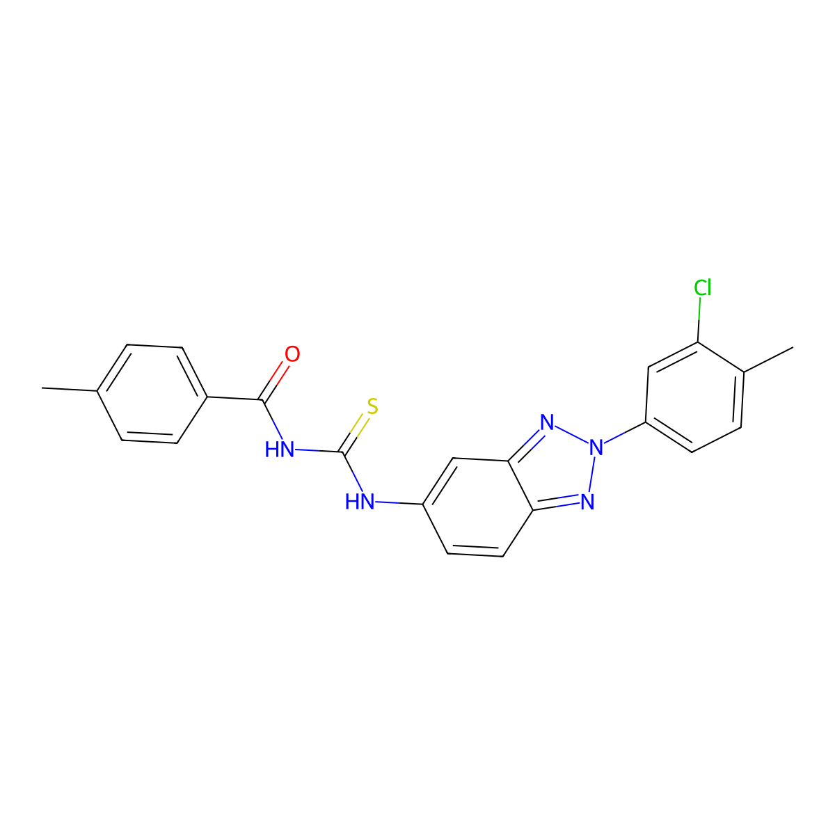 N-[[2-(3-chloro-4-methylphenyl)benzotriazol-5-yl]carbamothioyl]-4-methylbenzamide molecular structure, CAS 428456-22-8