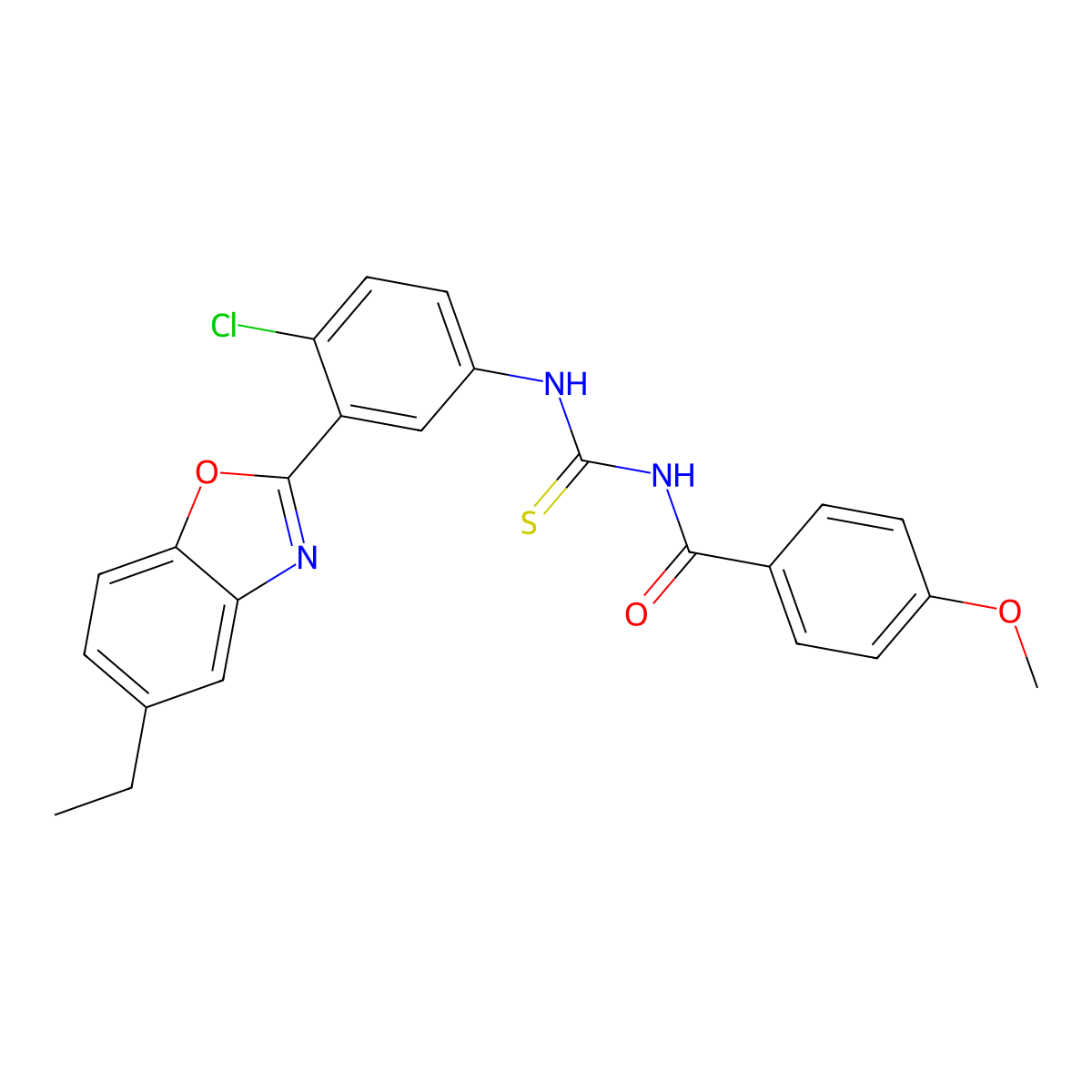 N-[[4-chloro-3-(5-ethyl-1,3-benzoxazol-2-yl)phenyl]carbamothioyl]-4-methoxybenzamide molecular structure, CAS 428456-27-3