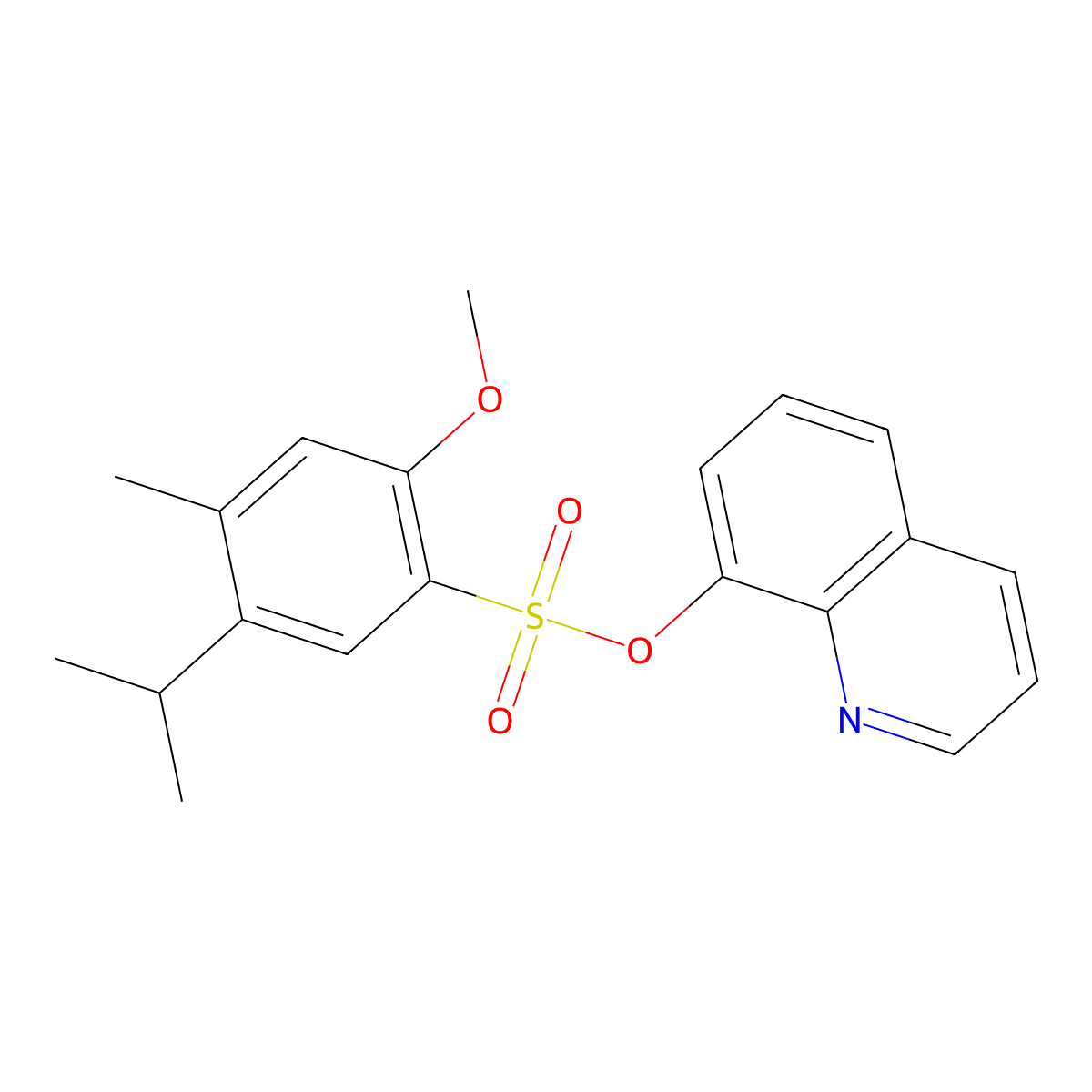 8-Quinolyl 2-methoxy-4-methyl-5-(methylethyl)benzenesulfonate molecular structure, CAS 428456-29-5