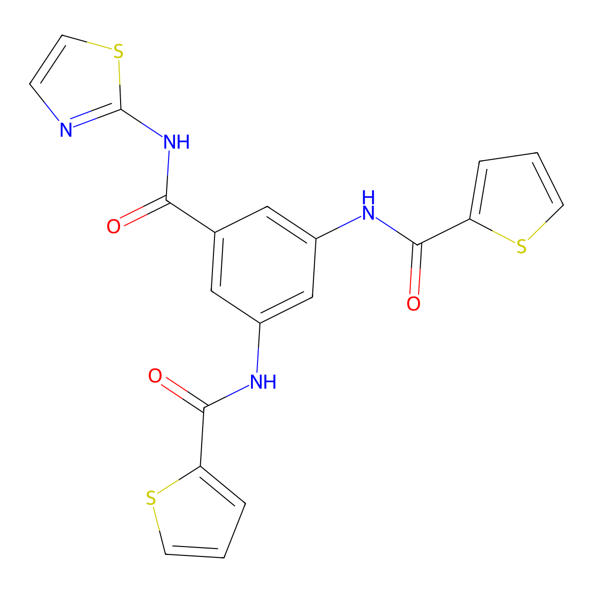 N-[3-(1,3-thiazol-2-ylcarbamoyl)-5-(thiophene-2-carbonylamino)phenyl]thiophene-2-carboxamide molecular structure, CAS 428456-37-5