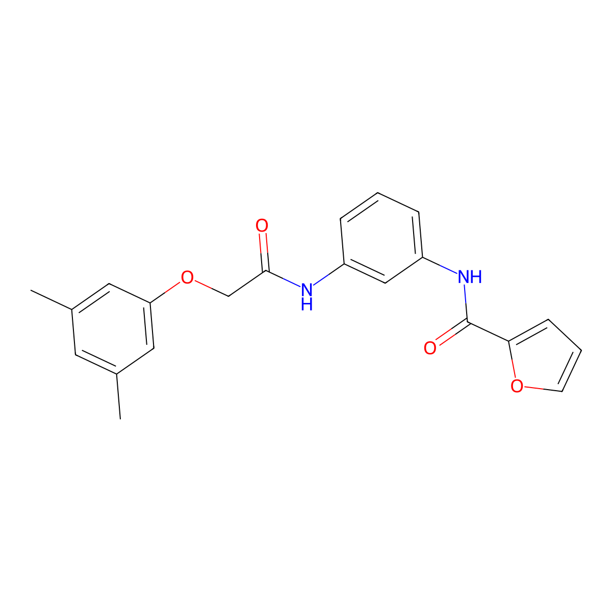N-(3-{[(3,5-dimethylphenoxy)acetyl]amino}phenyl)furan-2-carboxamide molecular structure, CAS 428456-40-0