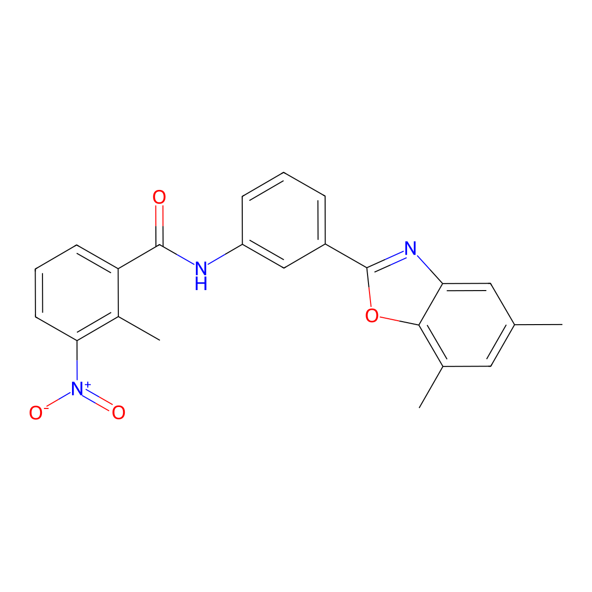 N-[3-(5,7-dimethyl-1,3-benzoxazol-2-yl)phenyl]-2-methyl-3-nitrobenzamide molecular structure, CAS 428456-60-4