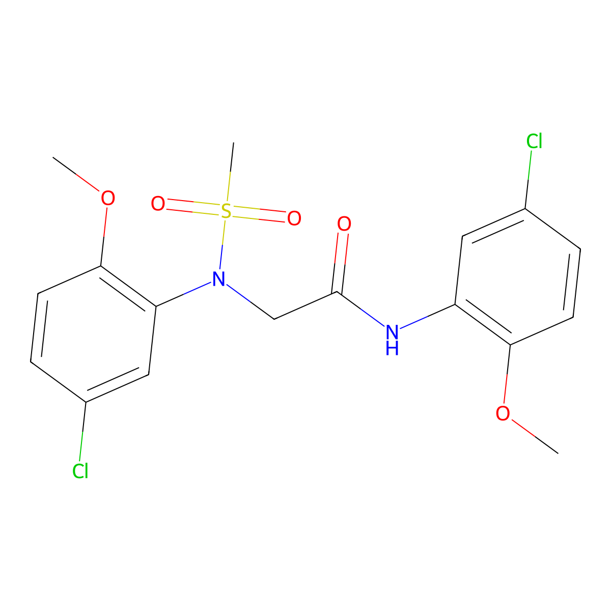 N,N~2~-bis(5-chloro-2-methoxyphenyl)-N~2~-(methylsulfonyl)glycinamide molecular structure, CAS 428456-65-9