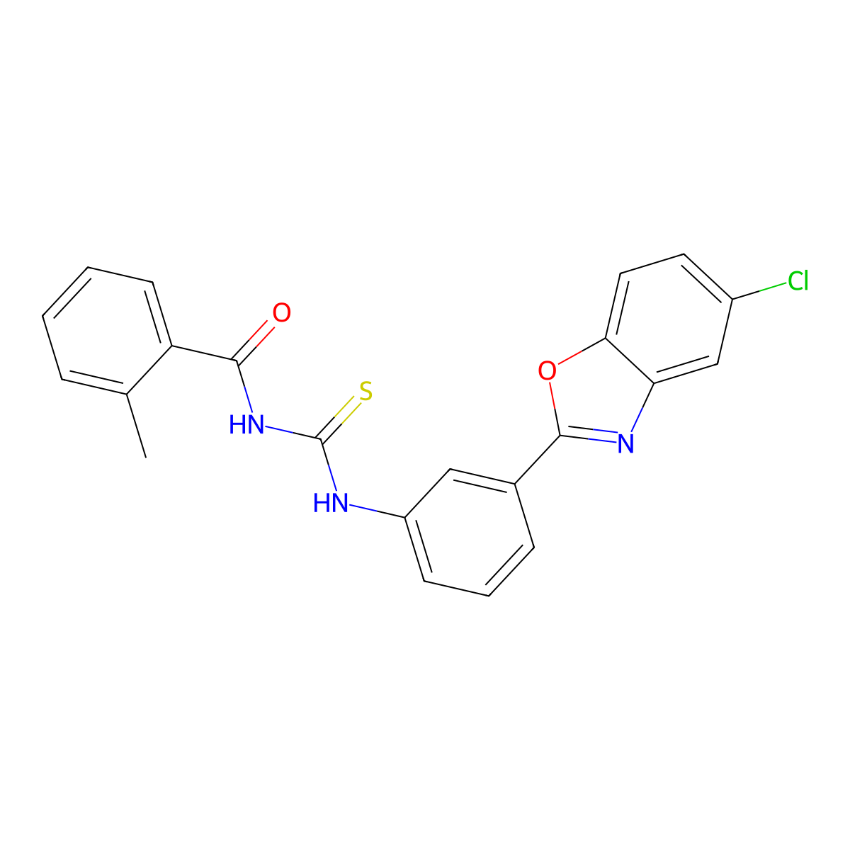 N-[[3-(5-chloro-1,3-benzoxazol-2-yl)phenyl]carbamothioyl]-2-methylbenzamide molecular structure, CAS 428456-78-4
