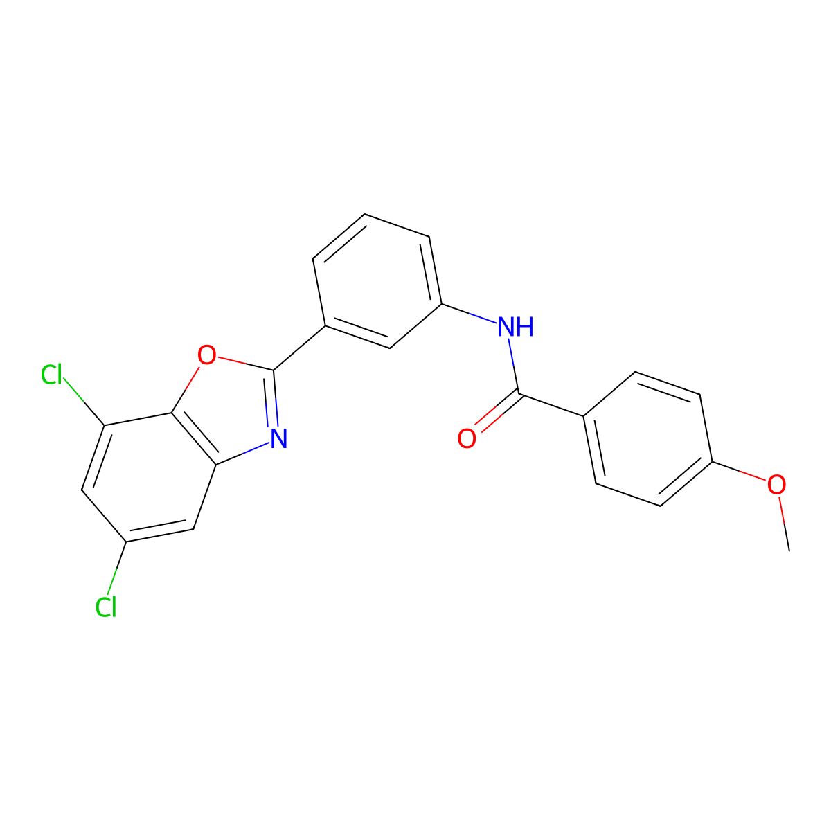 N-[3-(5,7-dichloro-1,3-benzoxazol-2-yl)phenyl]-4-methoxybenzamide molecular structure, CAS 428456-88-6