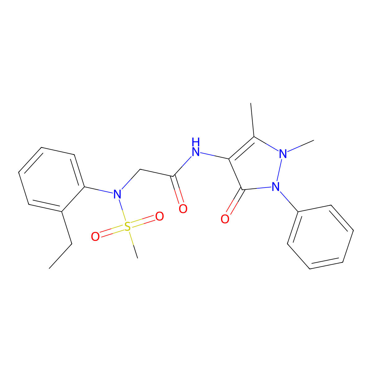 N-(1,5-dimethyl-3-oxo-2-phenylpyrazol-4-yl)-2-(2-ethyl-N-methylsulfonylanilino)acetamide molecular structure, CAS 428457-16-3