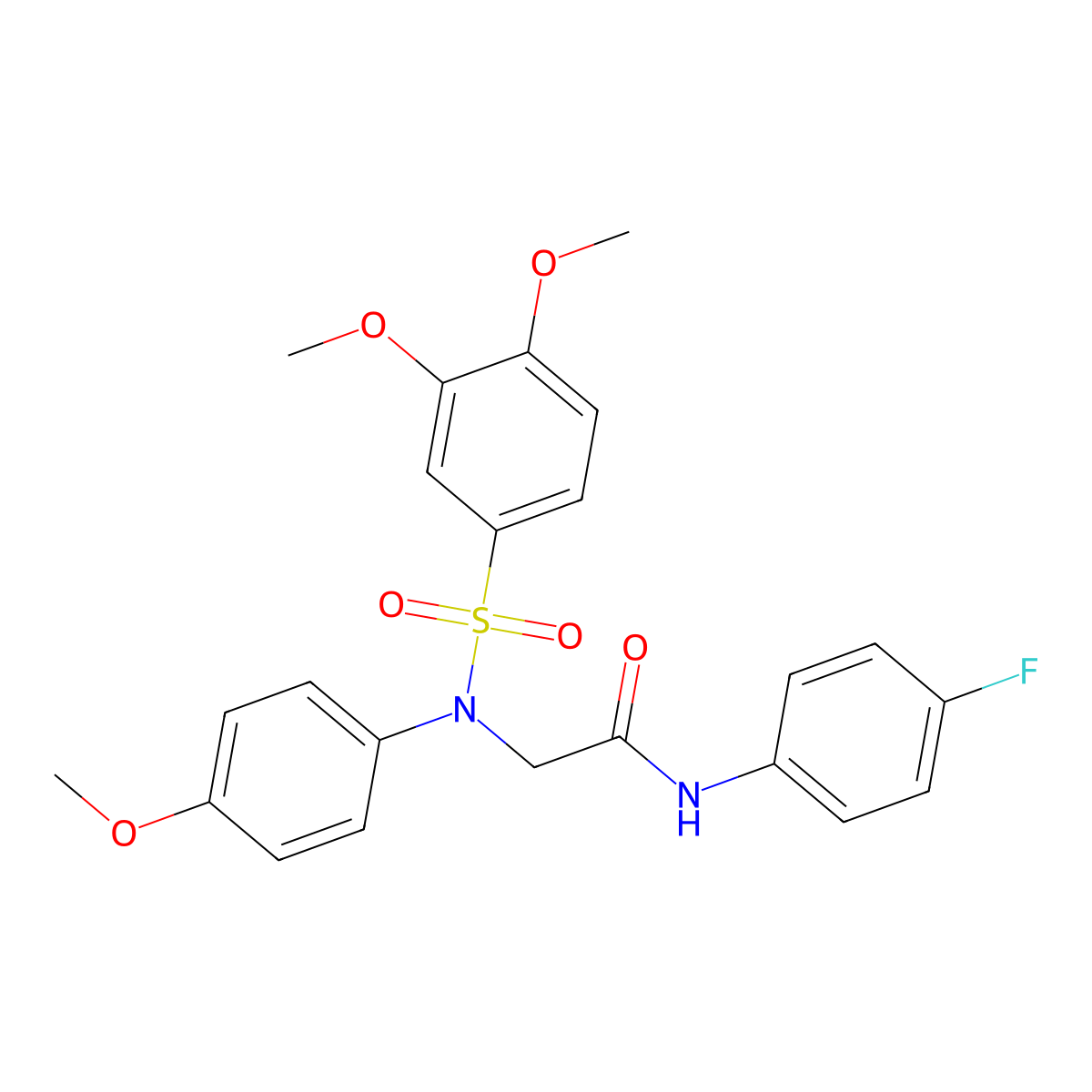 N~2~-[(3,4-dimethoxyphenyl)sulfonyl]-N-(4-fluorophenyl)-N~2~-(4-methoxyphenyl)glycinamide molecular structure, CAS 428457-19-6