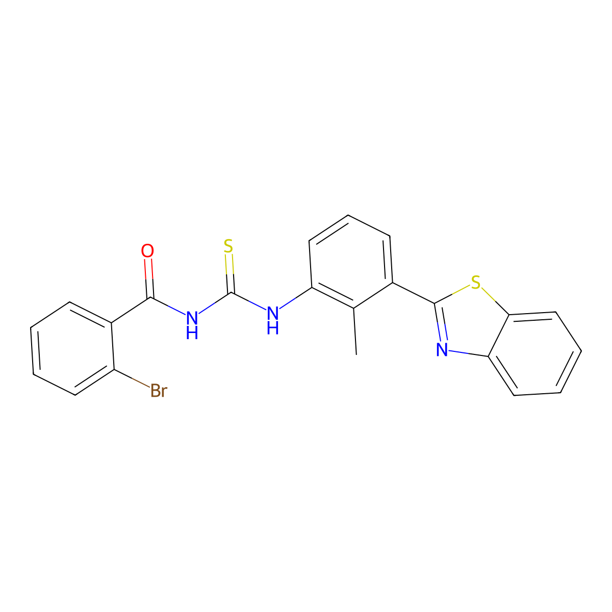 N-[[3-(1,3-benzothiazol-2-yl)-2-methylphenyl]carbamothioyl]-2-bromobenzamide molecular structure, CAS 428457-28-7
