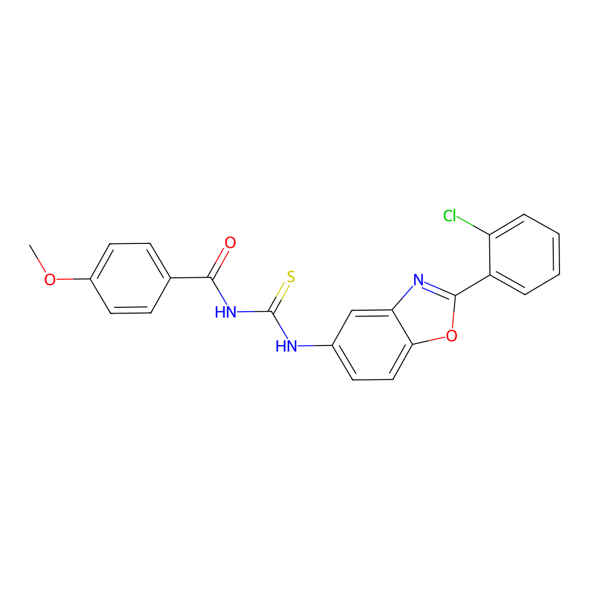 N-[[2-(2-chlorophenyl)-1,3-benzoxazol-5-yl]carbamothioyl]-4-methoxybenzamide molecular structure, CAS 428457-39-0