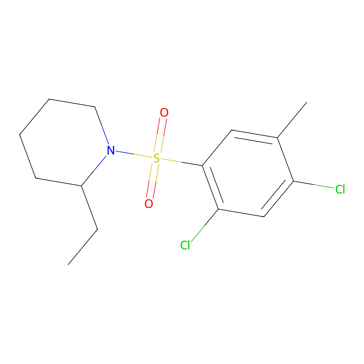 1-(2,4-Dichloro-5-methylphenyl)sulfonyl-2-ethylpiperidine molecular structure, CAS 428457-51-6