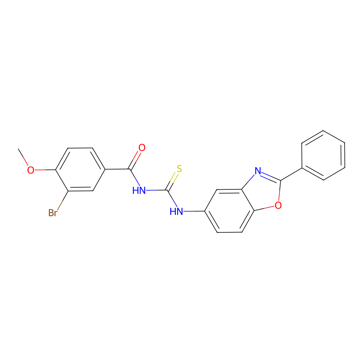 3-bromo-4-methoxy-N-[(2-phenyl-1,3-benzoxazol-5-yl)carbamothioyl]benzamide molecular structure, CAS 428457-65-2