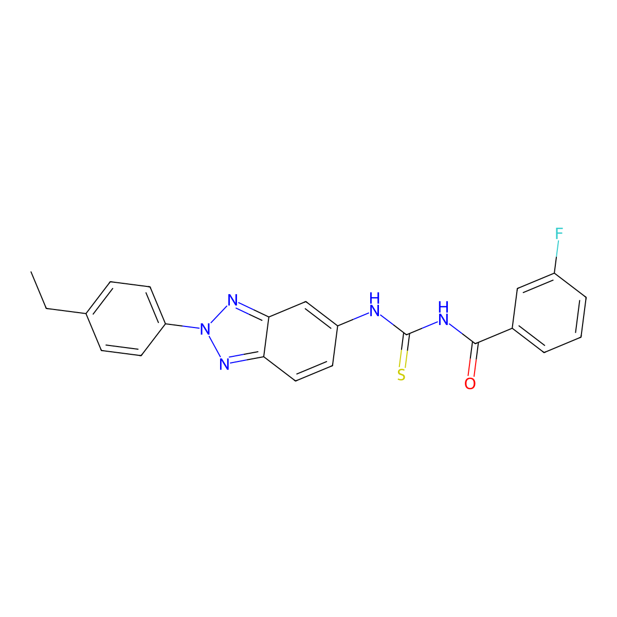 N-[[2-(4-ethylphenyl)benzotriazol-5-yl]carbamothioyl]-3-fluorobenzamide molecular structure, CAS 428457-72-1