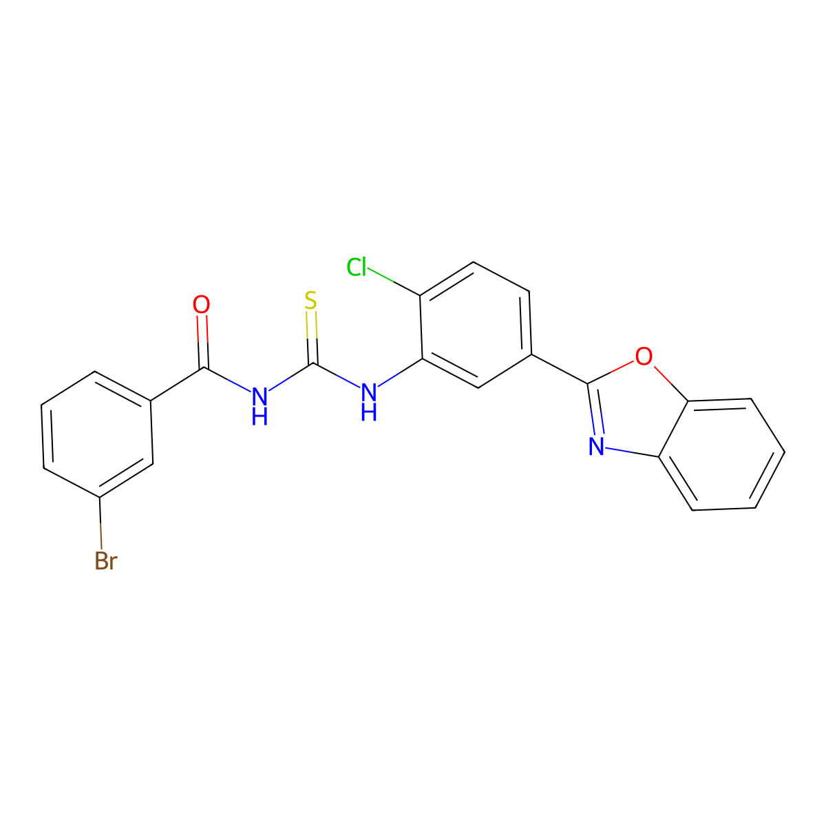 N-[[5-(1,3-benzoxazol-2-yl)-2-chlorophenyl]carbamothioyl]-3-bromobenzamide molecular structure, CAS 428457-73-2